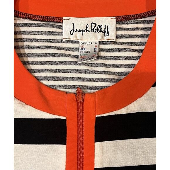 Joseph Ribkoff Sweater Women’s Size 6 Black White Orange Full Zip Cardigan - Picture 3 of 5